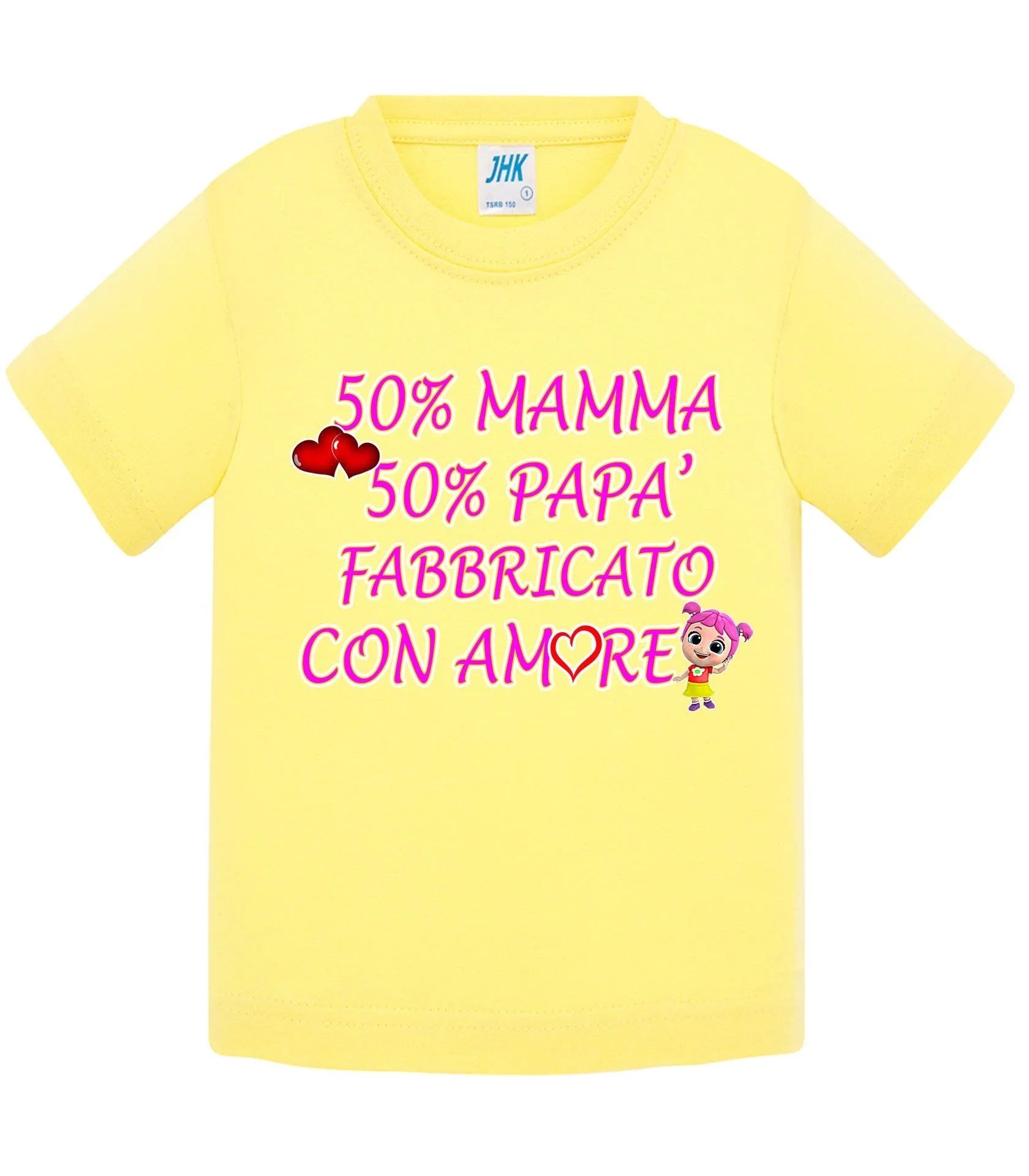 50%Mamma 50% Papà Fabbricato con Amore - T-shirt per Bambino/a Mod. Baby & Kid Da 0 a 8 anni - STREET STYLE