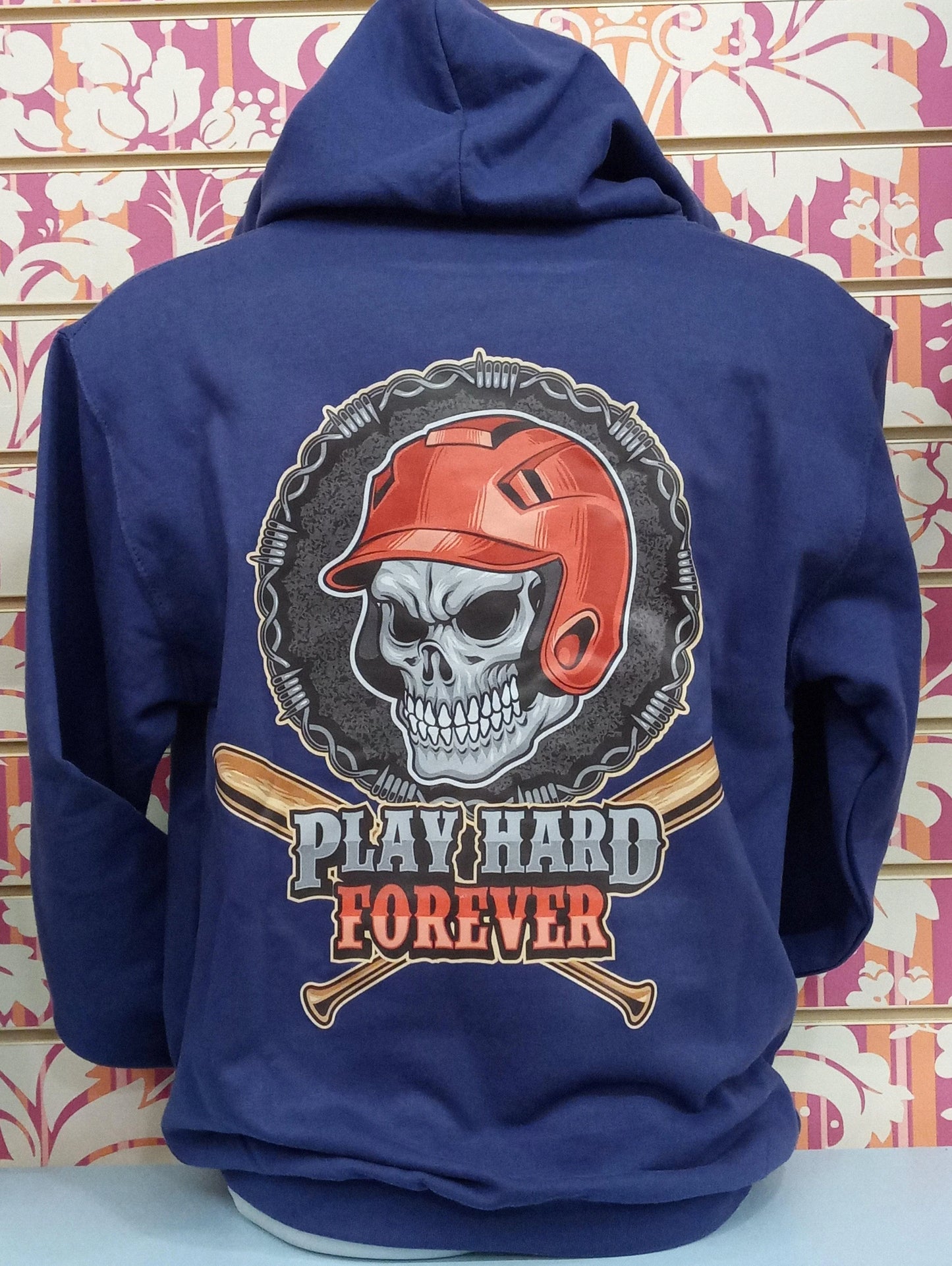 9052 SKULL BASEBALL BLU AVIO - Felpa UNISEX College - AWDis - STREET STYLE