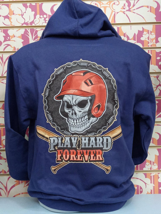 9052 SKULL BASEBALL BLU AVIO - Felpa UNISEX College - AWDis - STREET STYLE