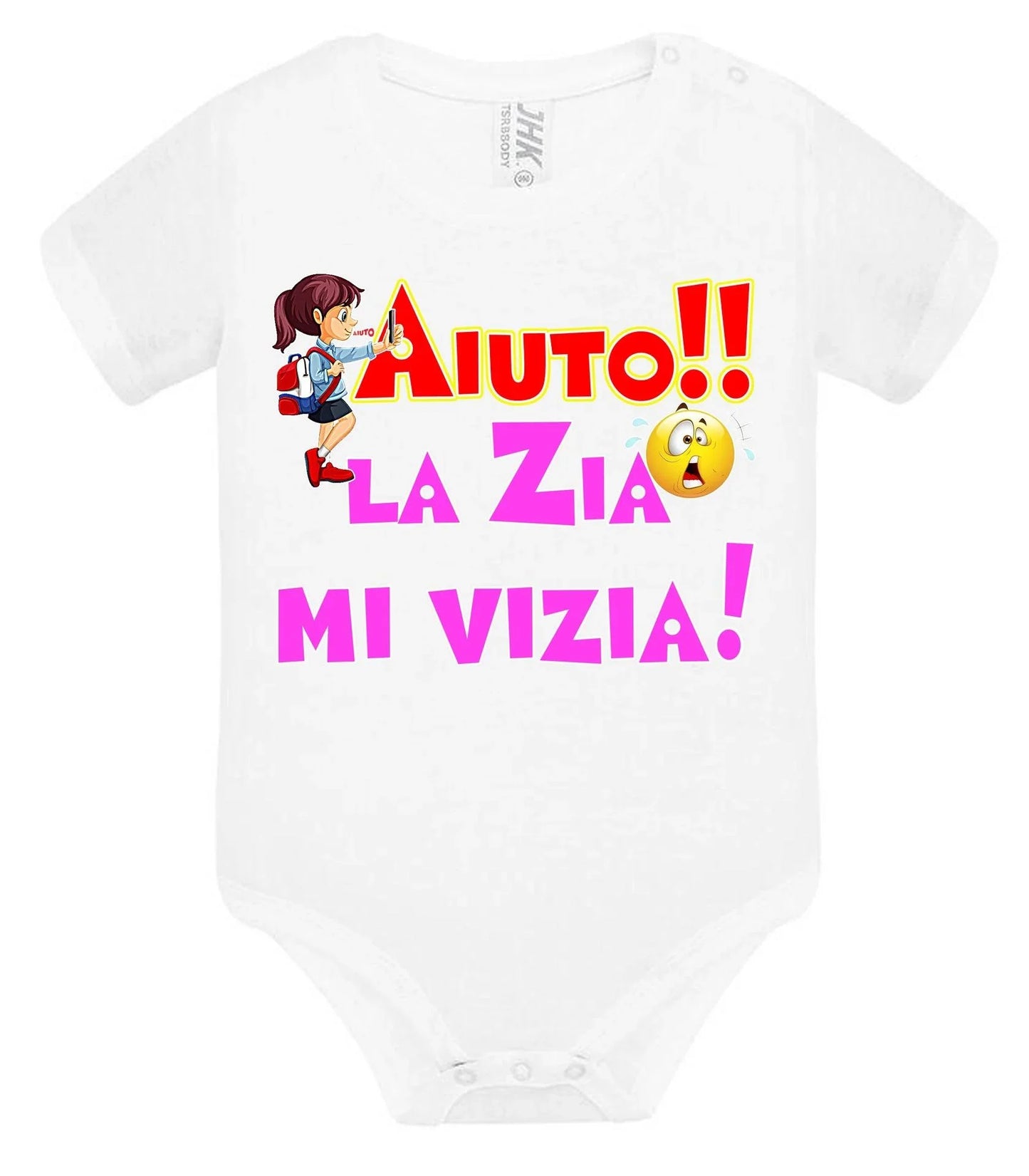 Aiuto la Zia o lo Zio mi Vizia Body da bambino/a a maniche corte 100% cotone JHK - STREET STYLE