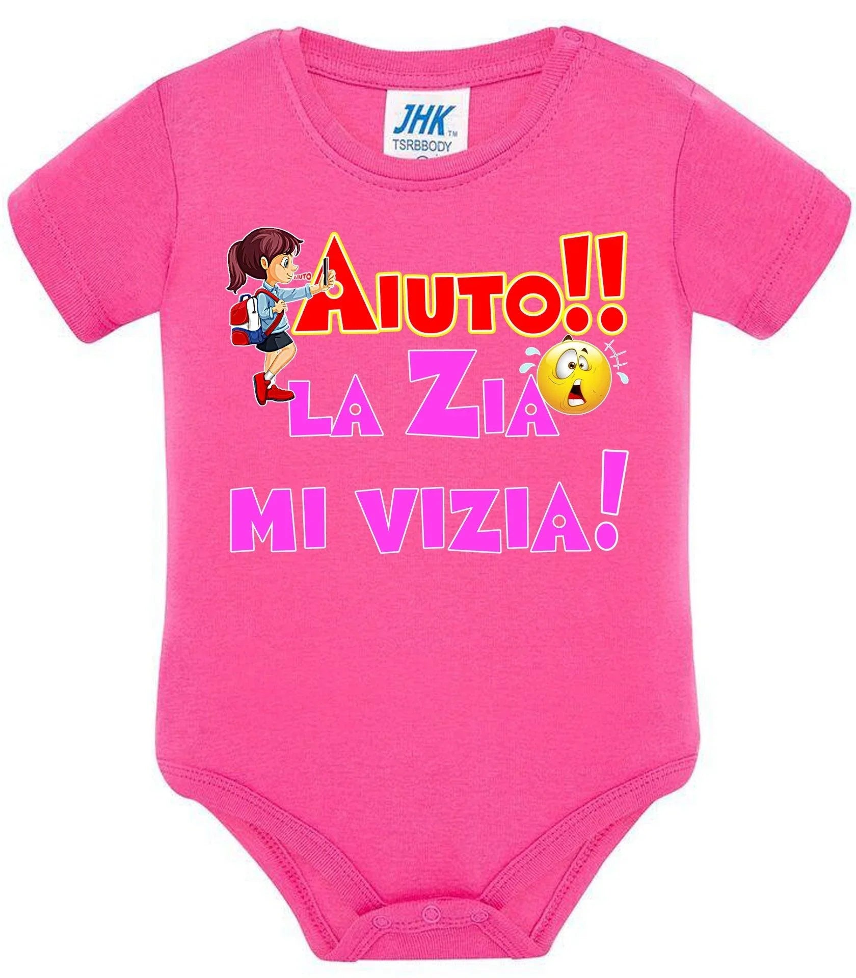 Aiuto la Zia o lo Zio mi Vizia Body da bambino/a a maniche corte 100% cotone JHK - STREET STYLE