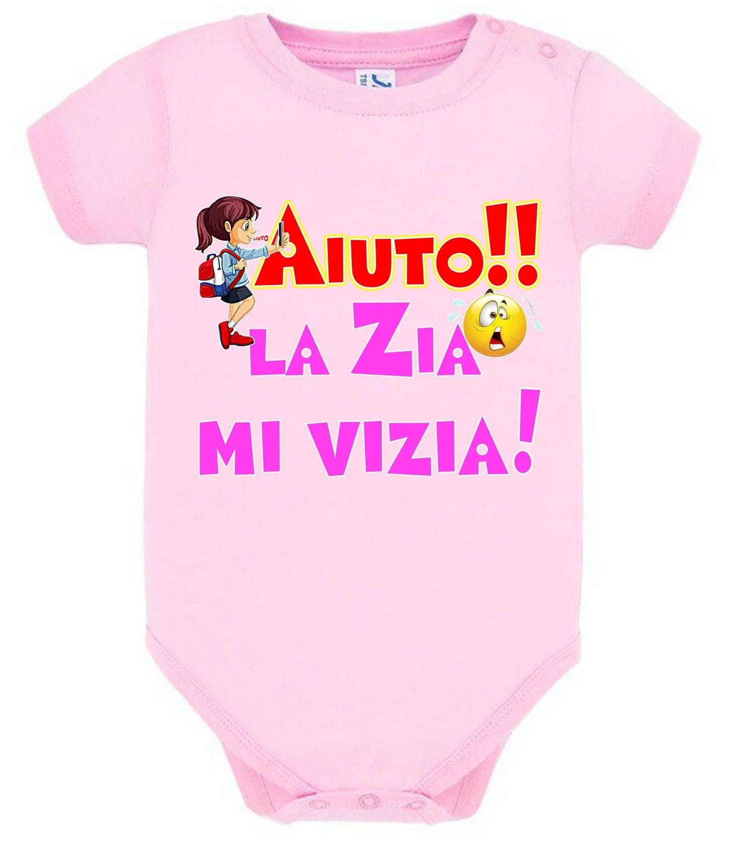 Aiuto la Zia o lo Zio mi Vizia Body da bambino/a a maniche corte 100% cotone JHK - STREET STYLE