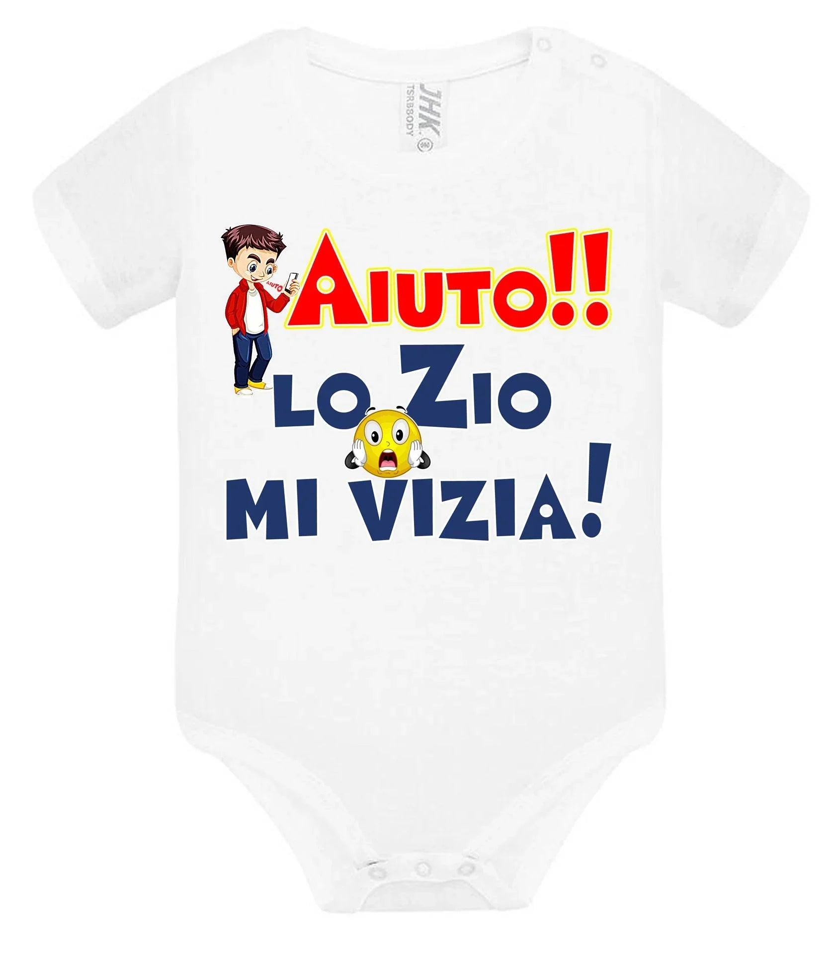 Aiuto la Zia o lo Zio mi Vizia Body da bambino/a a maniche corte 100% cotone JHK - STREET STYLE
