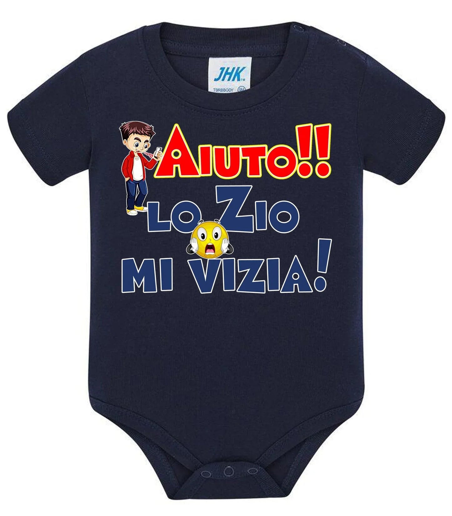 Aiuto la Zia o lo Zio mi Vizia Body da bambino/a a maniche corte 100% cotone JHK - STREET STYLE