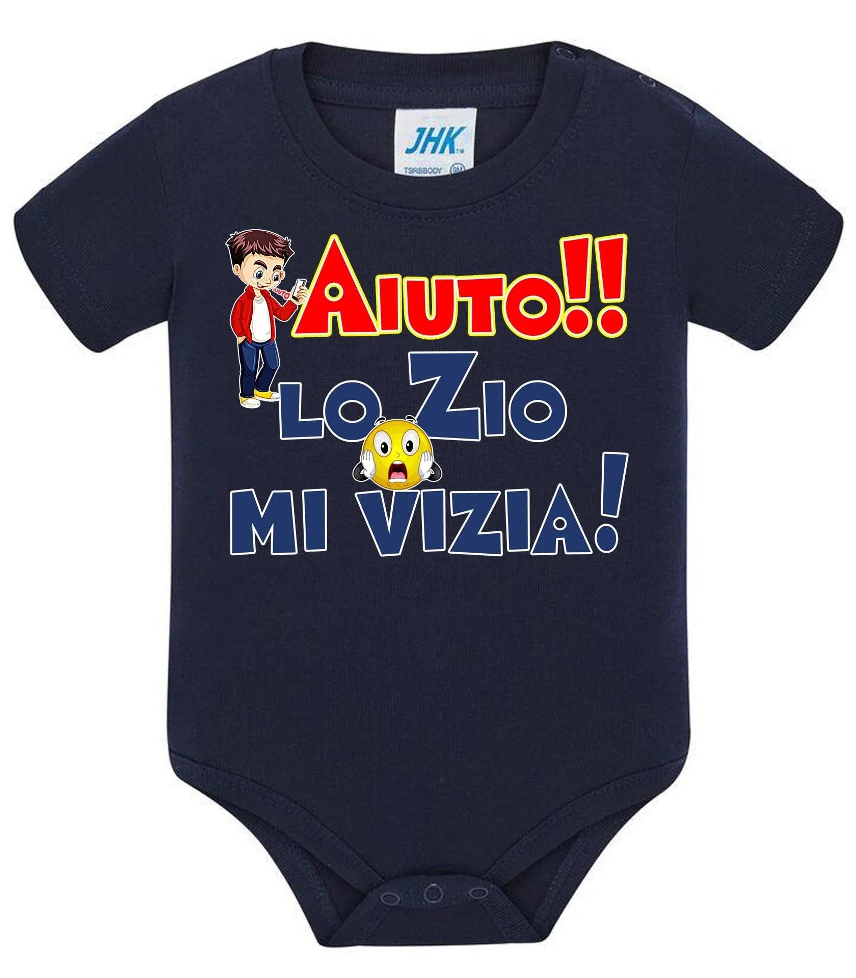 Aiuto la Zia o lo Zio mi Vizia Body da bambino/a a maniche corte 100% cotone JHK - STREET STYLE