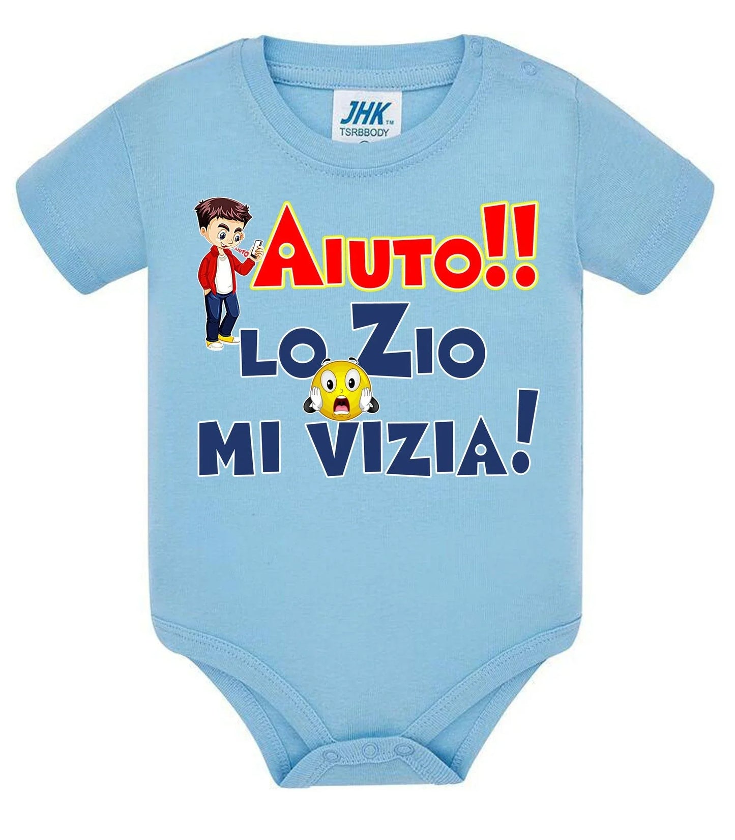 Aiuto la Zia o lo Zio mi Vizia Body da bambino/a a maniche corte 100% cotone JHK - STREET STYLE