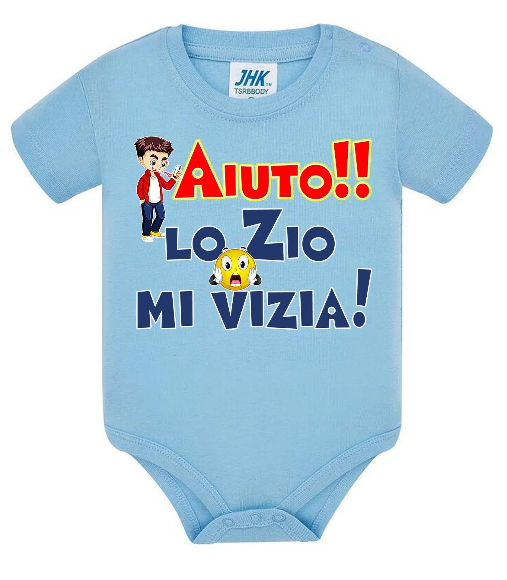 Aiuto la Zia o lo Zio mi Vizia Body da bambino/a a maniche corte 100% cotone JHK - STREET STYLE