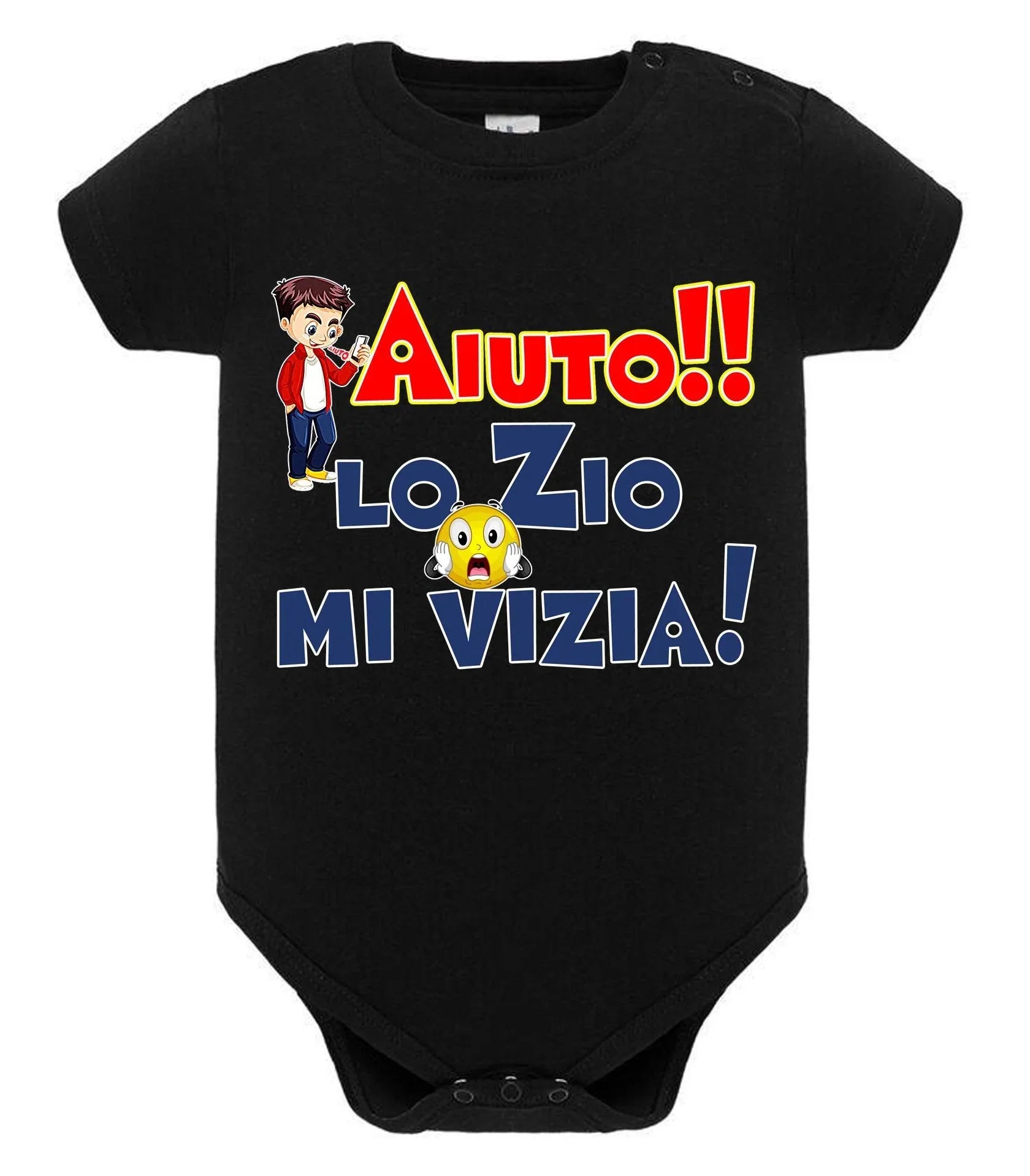 Aiuto la Zia o lo Zio mi Vizia Body da bambino/a a maniche corte 100% cotone JHK - STREET STYLE