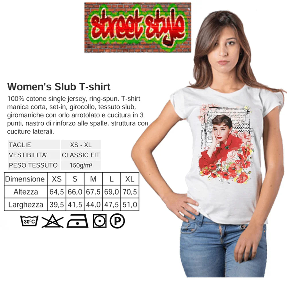T-shirt Audrey Floral 100% Cotone Bio - STREET STYLE - STREET STYLE