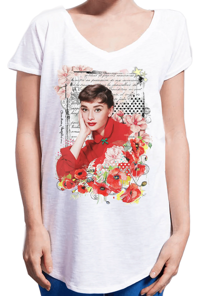 Audrey Hepburn Floral 18-6-3 Moda Urban Slub Lady Donna 100% Cotone Fiammato JK - STREET STYLE