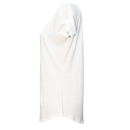 T-shirt streetwear bianca da donna in cotone fiammato con manica corta, stile urban casual