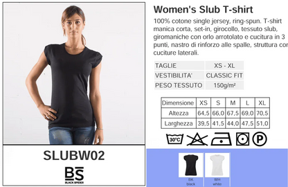 T-shirt donna nera in cotone jersey, manica corta, stile streetwear urban, fit classico.