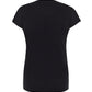 T-shirt donna streetwear nera in cotone pettinato, schiena, stile essenziale