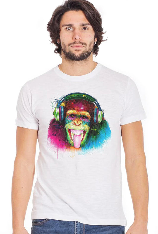 Dj Monkey Art - T-shirt Uomo 100% Cotone Eco - STREET STYLE