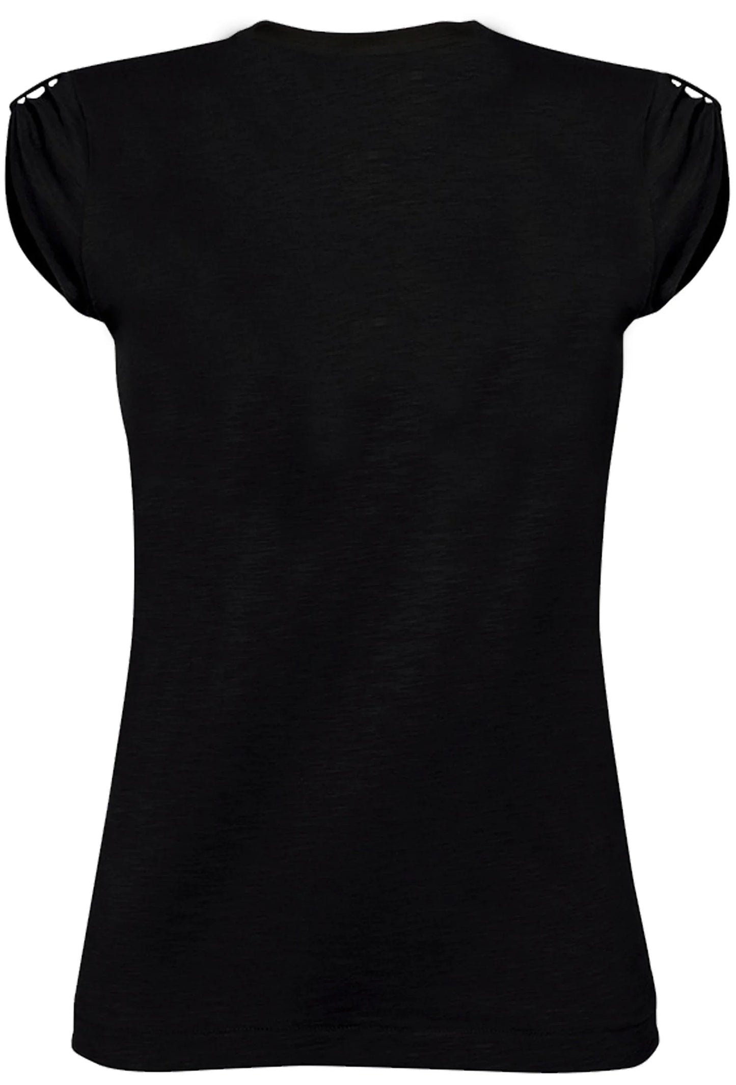 Retro maglietta donna streetwear nera in cotone, vista posteriore, stile urban Rimini