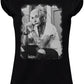 T-shirt nera donna streetwear con stampa uomo tatuato stile urban e look originale