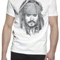 T-shirt bianca uomo cotone, stampa street style urban con disegno pirata iconico