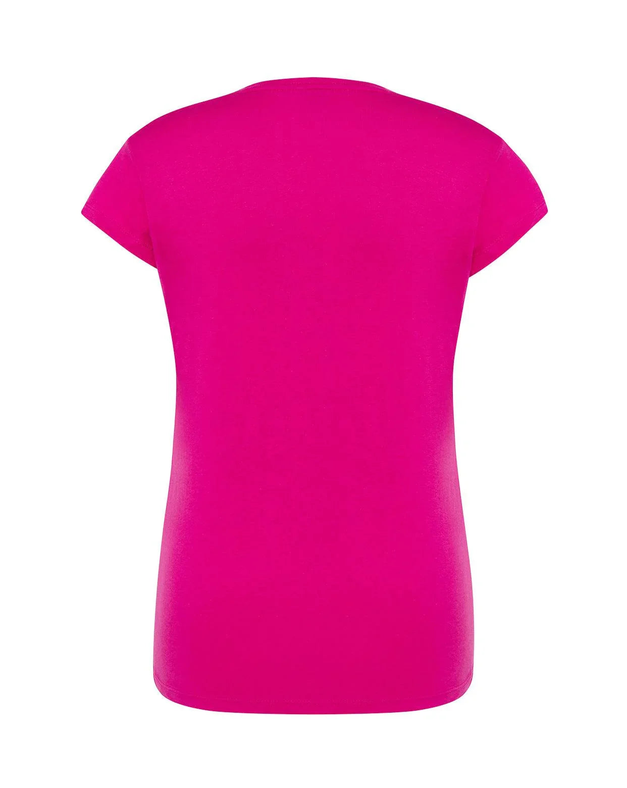T-shirt donna streetwear fucsia in cotone pettinato, stile casual, vista posteriore