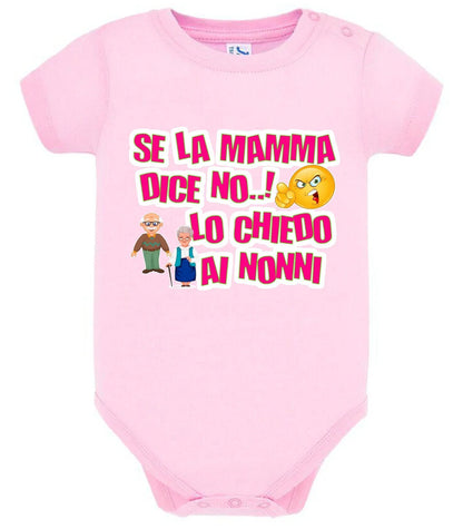 Se la Mamma dice No lo Chiedo ai Nonni Body da bambino/a a maniche corte 100% cotone JHK - STREET STYLE