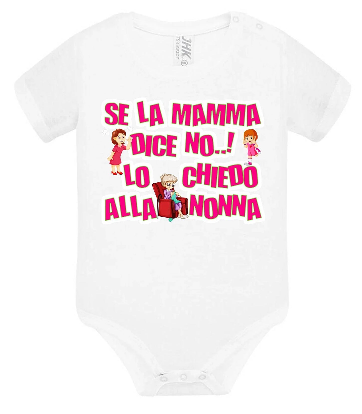 Se la Mamma dice No lo Chiedo alla Nonna Body da bambino/a a maniche corte 100% cotone JHK - STREET STYLE