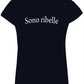 T-shirt donna nera streetwear con scritta bianca Sono ribelle, stile urban cotone