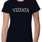 T-shirt donna nera streetwear cotone con scritta VIZIATA, stile urban moda Rimini